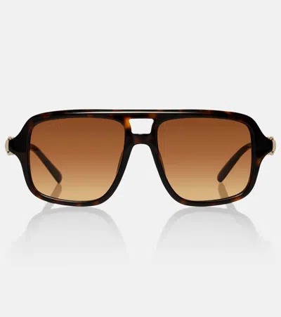Gucci Horsebit Aviator Sunglasses In Black