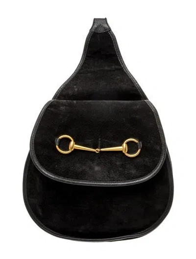 Pre-owned Gucci Horsebit Backpack In Black