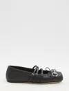 Gucci Leather Bow Detail Squared Toe Ballet Flats In Black