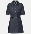 Gucci Horsebit Belted Denim Minidress In Blue