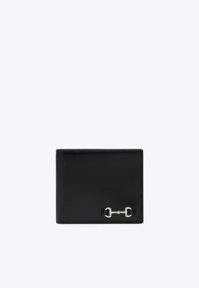 Gucci Horsebit Bi-fold Leather Wallet In Black