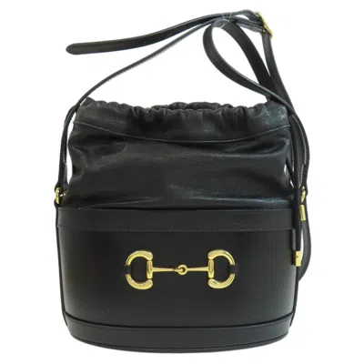Pre-owned Gucci Horsebit Black Leather Shoulder Bag ()