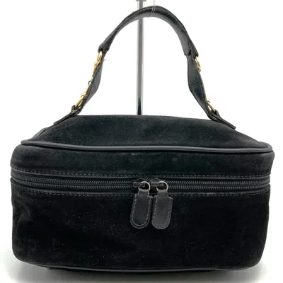 Pre-owned Gucci Horsebit Black Suede Leather Pouch Vanity Bag ()
