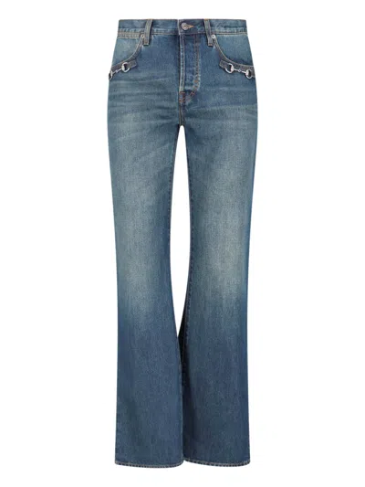 Gucci 'horsebit' Bootcut Jeans In Blue