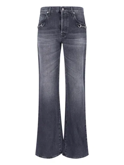 Gucci 'horsebit' Bootcut Jeans In Gray