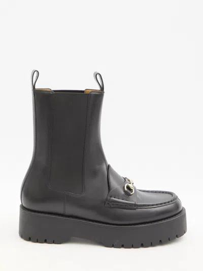 Gucci Horsebit Boots In Blue