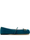 Gucci Horsebit Bow Ballet Flats In Blue