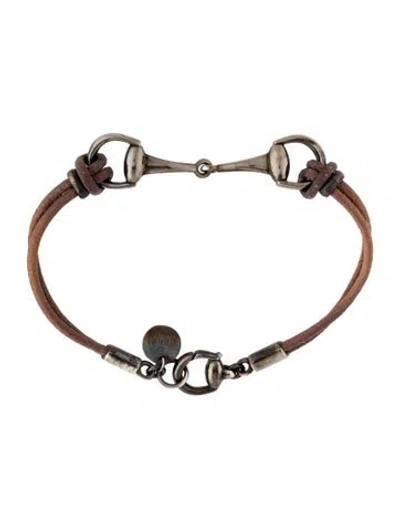 Pre-owned Gucci Horsebit Bracelet, 6.75" In Brown