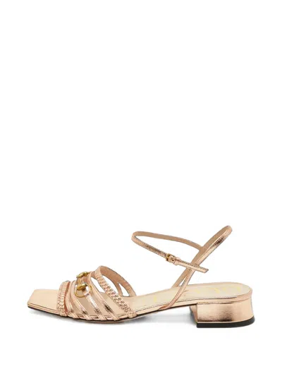 Pre-owned Gucci Horsebit Braided Sandals In Gold
