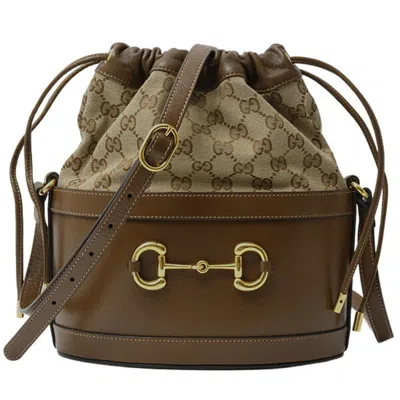 Pre-owned Gucci Horsebit Brown Gg Canvas Leather Shoulder Bag ()