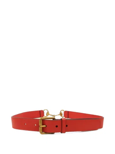 Pre-owned Gucci Horsebit Buckle Belt In Red