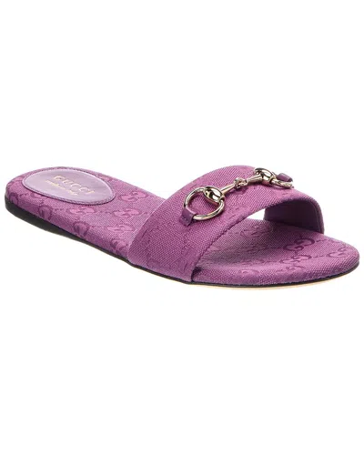 Gucci Horsebit Gg Canvas Sandal In Purple