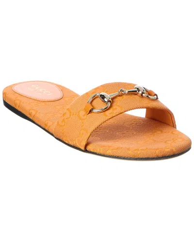 Gucci Horsebit Canvas Sandal In Orange