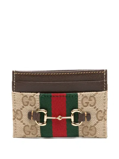 Gucci Horsebit Card Case In Sand
