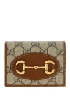 Gucci Women Beige Wallet With Metal Buckle On The Front And All-over Gg Motif In Fabric Woman In Brown