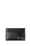 Gucci Men Black Card Holder With Horsebit On The Front In Leather Man In Black