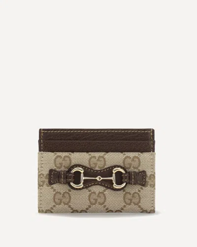Gucci Horsebit Cardholder In Brown