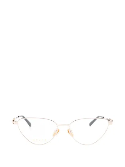 Gucci Horsebit Cat-eye Glasses In Gold