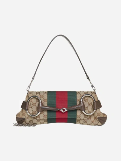 Gucci Horsebit Chain Medium Gg Fabric Bag