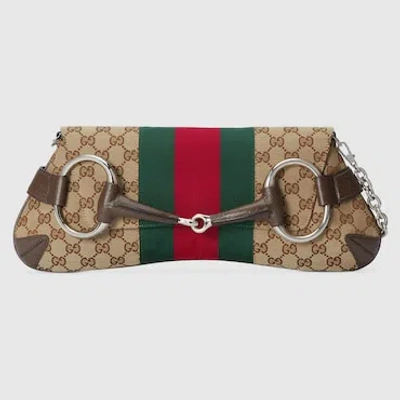 Gucci Horsebit Chain Medium Shoulder Bag In Braun