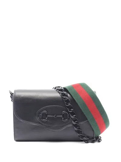 Pre-owned Gucci Horsebit Chain Shoulder Bag In Black