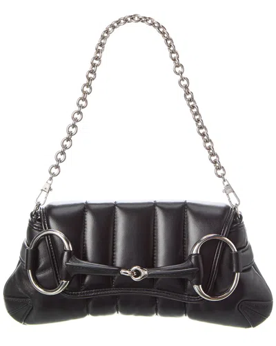 Gucci Horsebit Chain Small Leather Shoulder Bag In White