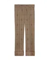 Gucci Horsebit Checked Flared Trousers In Brown