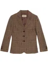 Gucci Horsebit Checked-jacquard Wool Blazer In Braun