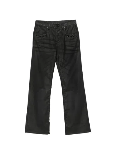 Gucci Horsebit Coated Jeans In Gray
