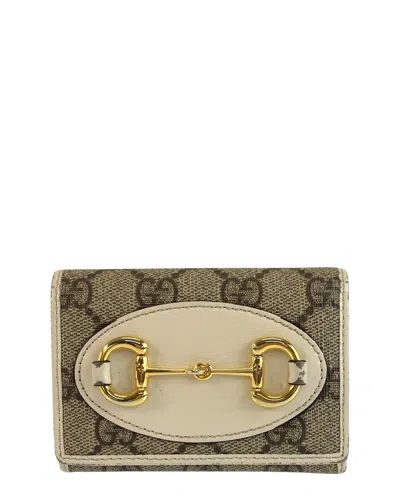 Gucci Horsebit Compact Wallet Ivory (authentic Pre-loved) In Multi