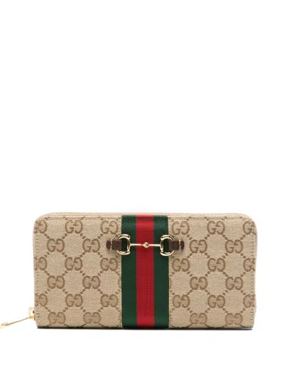 Gucci Horsebit Continental Wallet In Sand