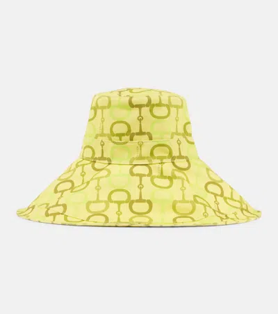 Gucci Horsebit Cotton Canvas Bucket Hat In Yellow