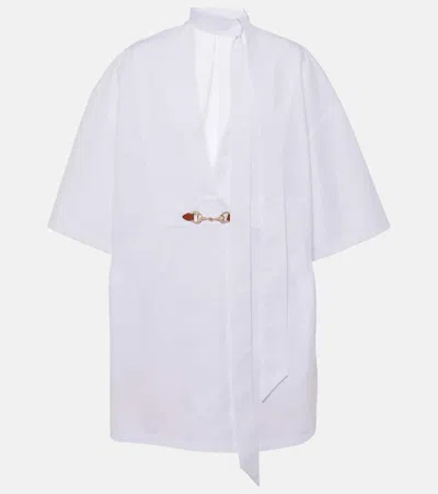 Gucci Horsebit Cotton Popeline Minidress In White