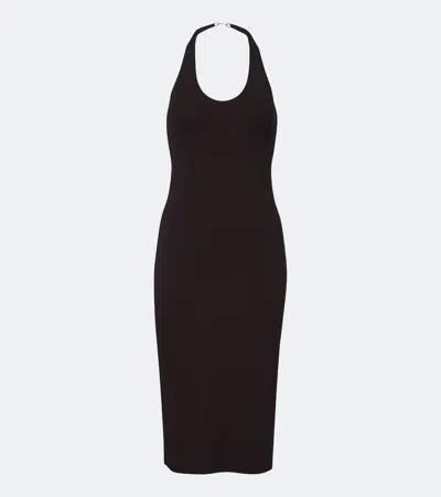 Gucci Horsebit Crepe Jersey Midi Dress In Brown