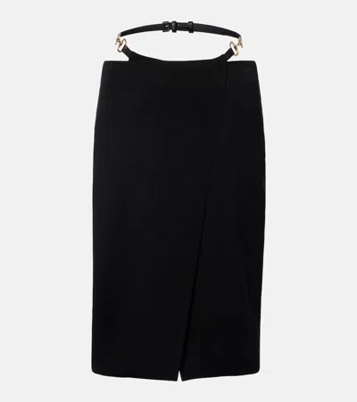 Gucci Horsebit Cutout Wool Wrap Skirt In Black