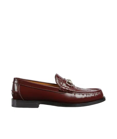 Gucci Horsebit-deatil Leather Loafers In Red