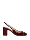 Gucci Bordeaux Slingback Pumps With Horsebit In Patent Leather Woman In Burgundy