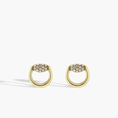 Gucci Horsebit Diamond 18k Stud Earrings In Gold