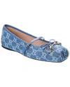 Gucci Signature Horsebit Detail Gg Monogram Ballet Flats In Blue