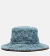 Gucci Gg Denim Bucket Hat With Horsebit