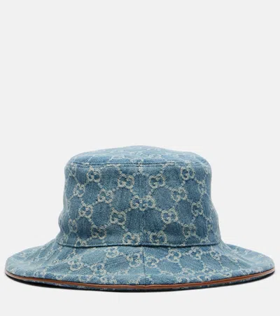 GUCCI HORSEBIT DENIM BUCKET HAT