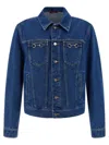 Gucci Horsebit Denim Jacket Puffer Jackets Blue In Blue