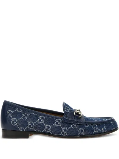 Gucci Horsebit Denim Loafers In Blue
