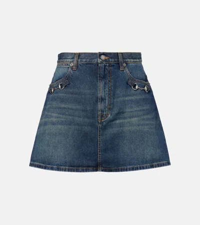 Gucci Horsebit Denim Miniskirt In Blue