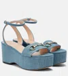 Gucci Horsebit Denim Platform Sandals