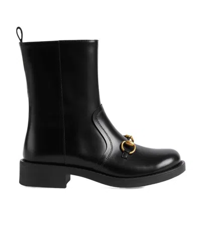 Gucci Horsebit-detail Ankle Boots In Black