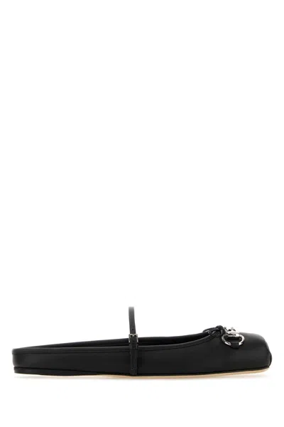 Gucci Horsebit Detail Ballet Flats In Black