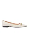 Gucci Womens Mystic White Erin Horsebit-embellished Leather Ballet Flats In White