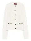Gucci Women Wool And Cashmere Cardigan With Metal Horsebit In White