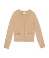 Gucci Cashmere Knit Cardigan W/ Horsebit In Brown
